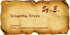 Szigethy Ervin névjegykártya